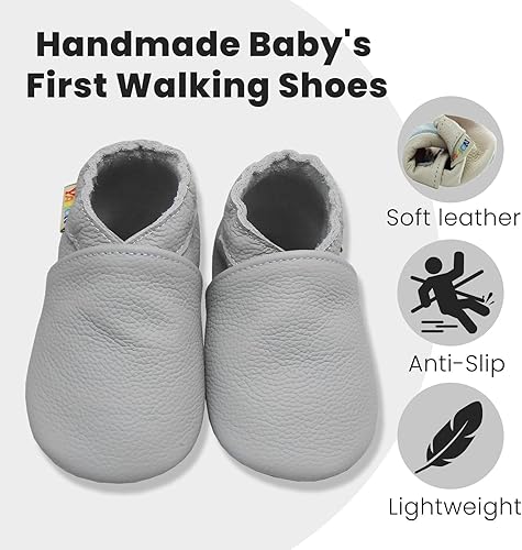 Miniatura 2 de YALION - Mocasines de cuero suave para bebés, niños y niñas, para gatear y dar sus primeros pasos