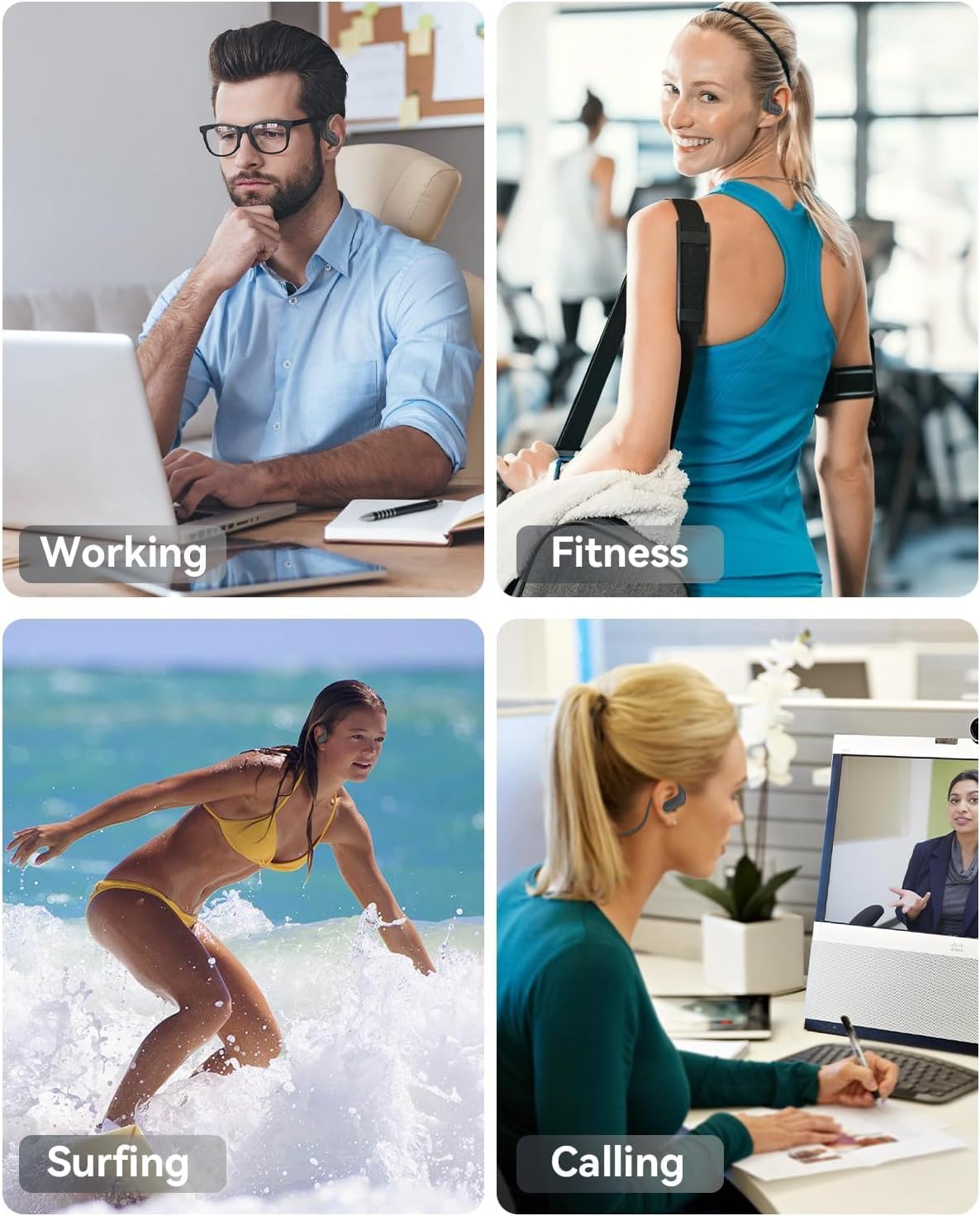 Various usage scenarios for SANOTO S710 headphones