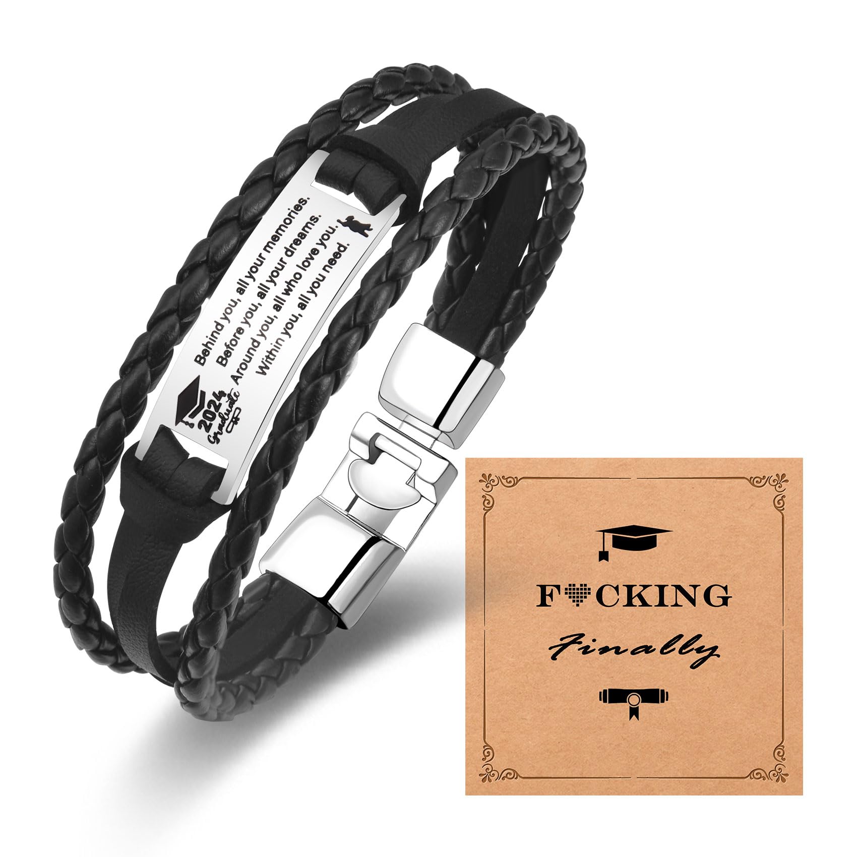 Graduation Gifts for Him, 2024 Graduation Gifts College Graduate High School Class Of 2024 Graduation Presents, Senior 2024 Graduation Gift Handsome Graduation Bracelets for Son Grandson Boyfriend