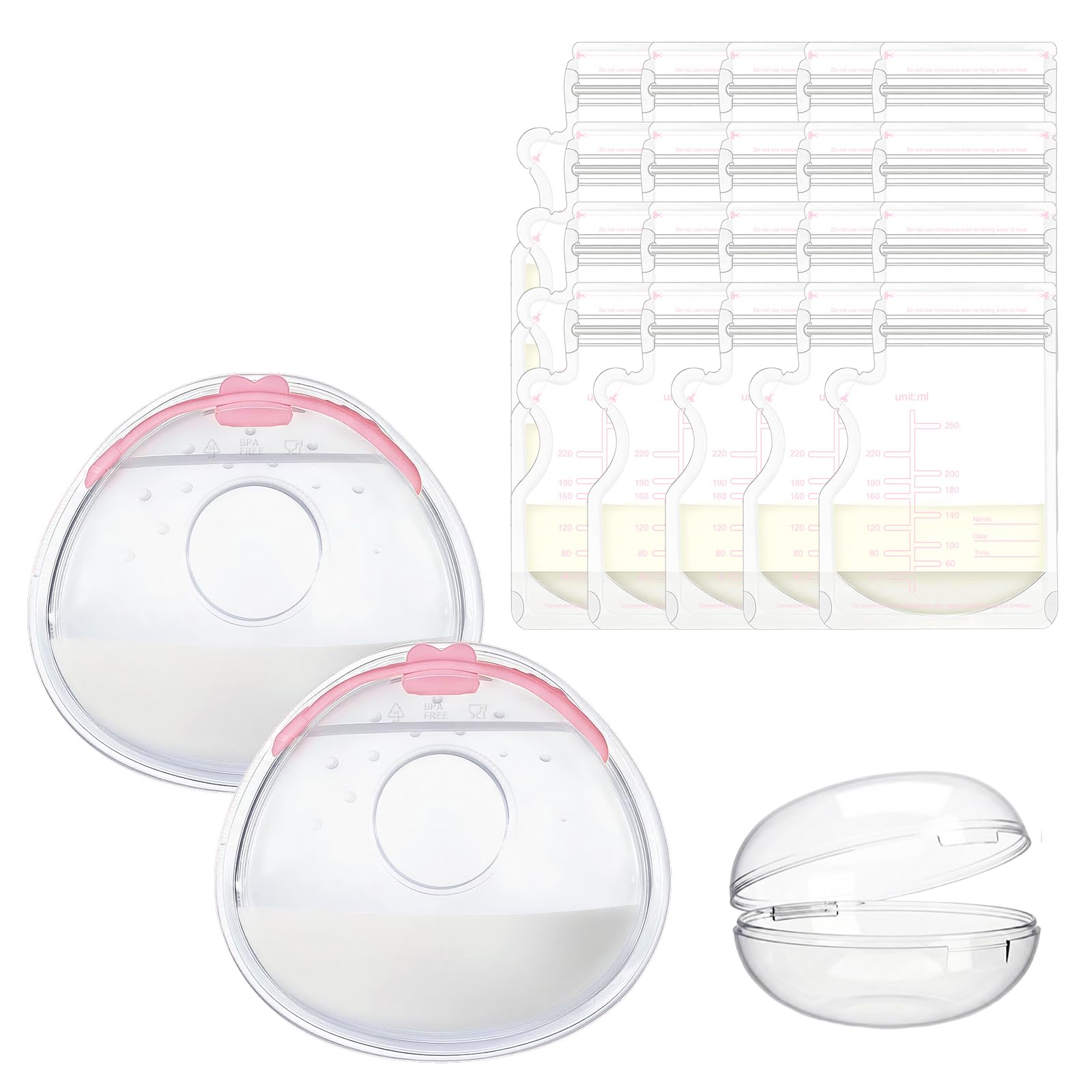 2 Pezzi 70 ml Coppette Raccoglilatte in Silicone, Design a Prova di Perdite con Protezione del Latte, Morbide e Riutilizzabili, Senza BPA, con Sacchetti