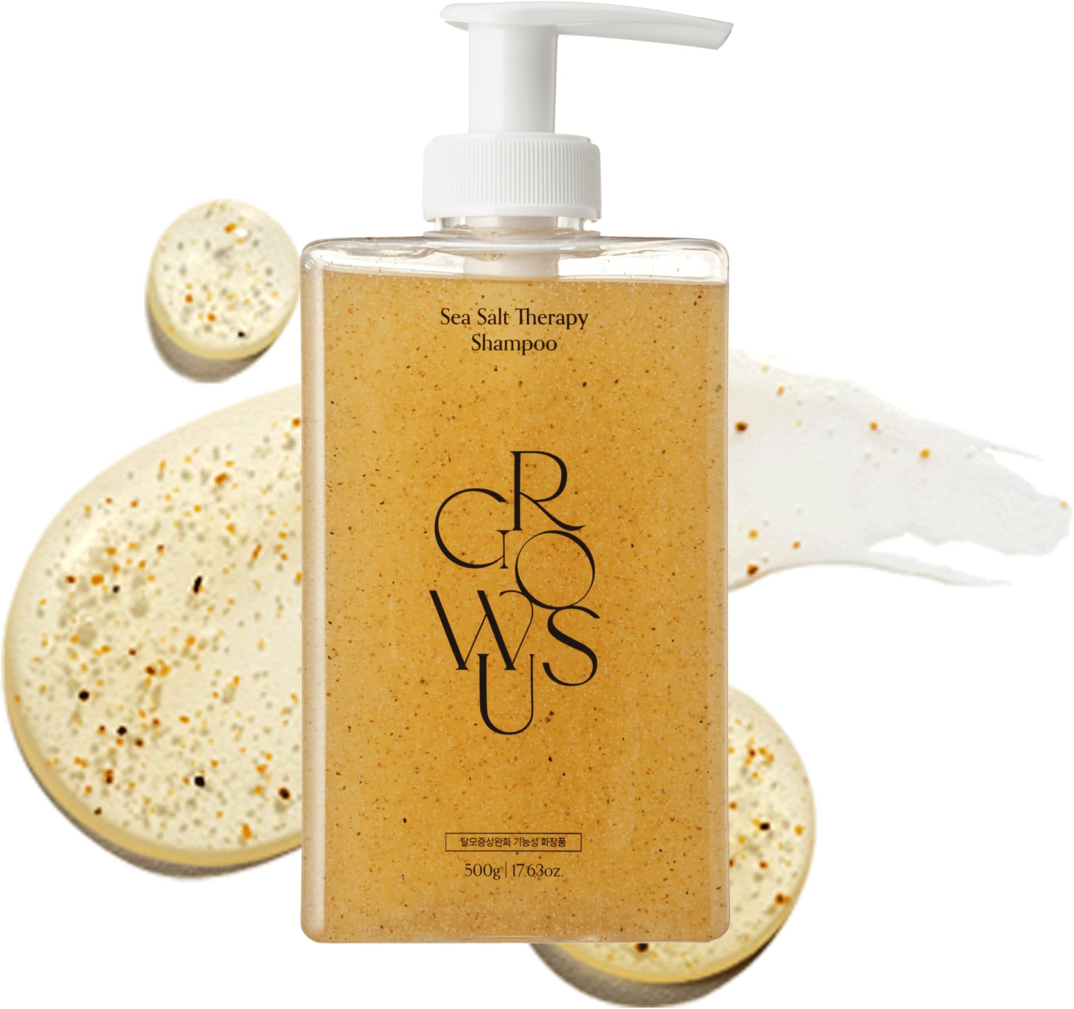 GROWUS Sea Salt Therapy Shampoo, Scalp Clarifying Shampoo that Exfoliates and Removes Excess Oil for thinning Hair, BHA, 16.9 fl.oz, Free from Paraben, Sulfate