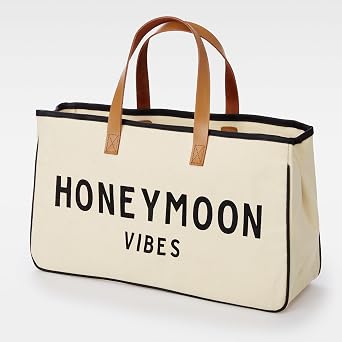 THINGS REMEMBERED Honeymoon Vibes Canvas and Leather Tote Bag