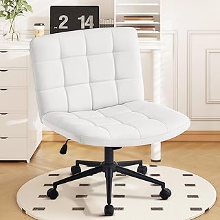 Hellove Bürostuhl Schreibtischstuhl mit breiter Sitzfläche, Ergonomischer Schneidersitz Stuhl ohne Armlehnen Höhenverstellbarer Schneidersitz Drehstuhl für Home Office, Weiß - Amazon Angebot