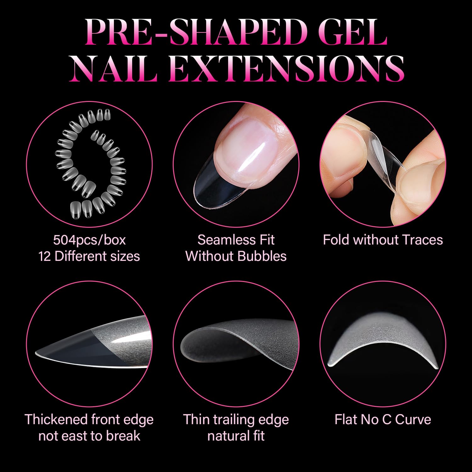 AIMEILI Short Oval Acrylic Nail tips Fake Nails - Image 3