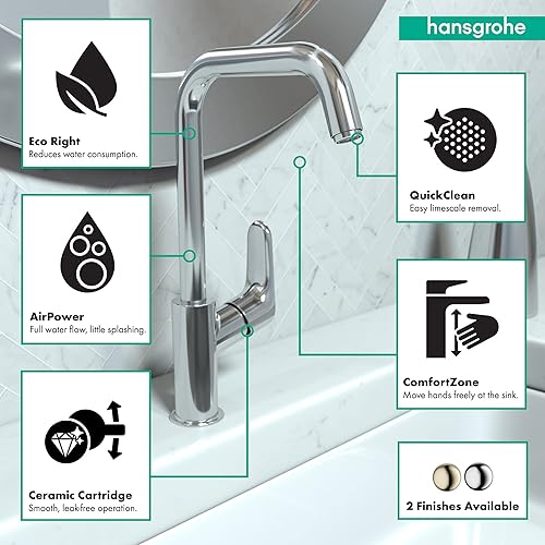 Miniatura 3 de hansgrohe Focus Modern 31609001 - Grifo de lavabo de baño de 1 manija y 12 pulgadas de alto, atemporal, fácil de limpiar, cromado