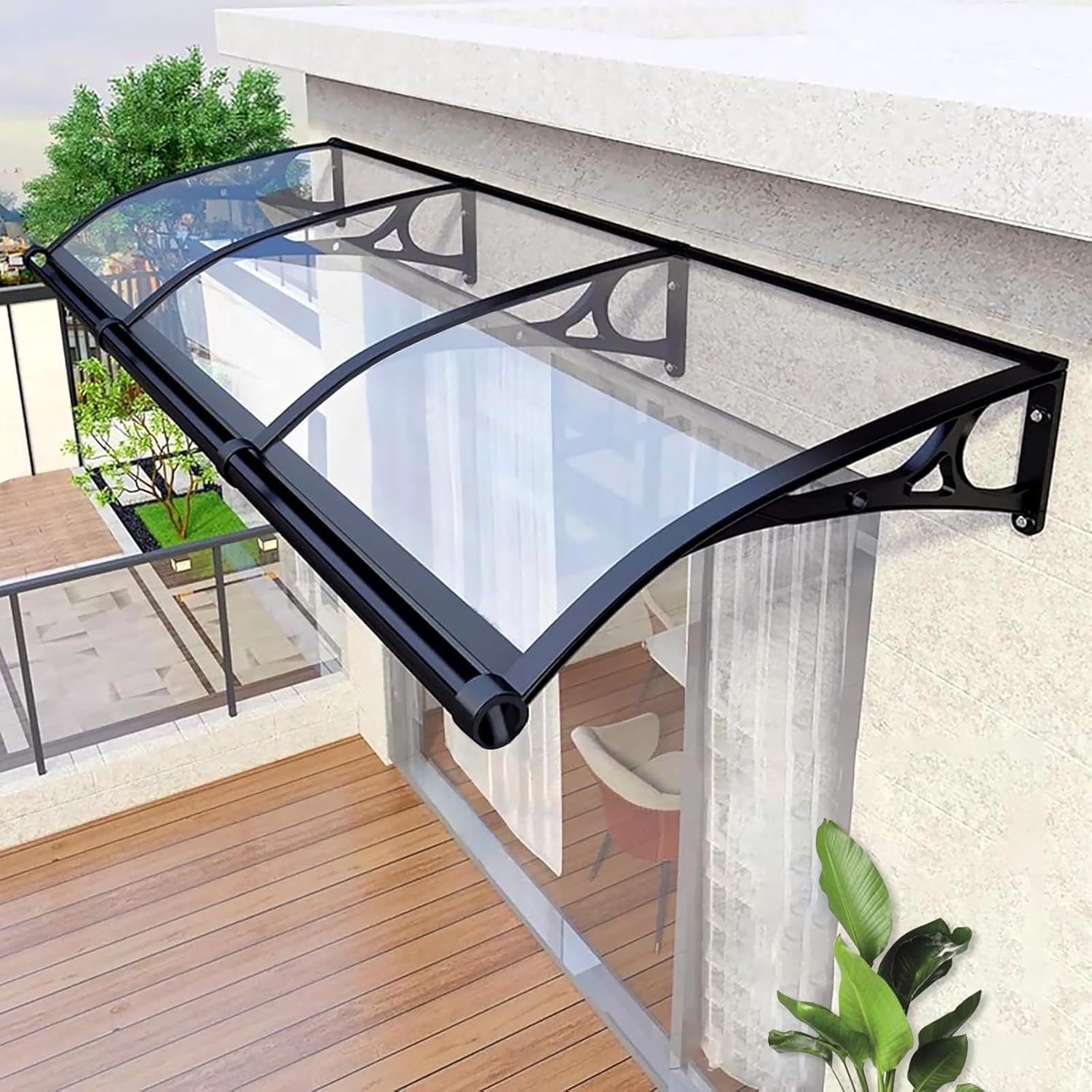 GJMSSMY Outdoor Door Canopy - Sun, Rain & Snow Protection for Windows, Pool, Roof, Terrace, Garden - B-80x100cm/32x40in - Durable, Weatherproof, Easy Install