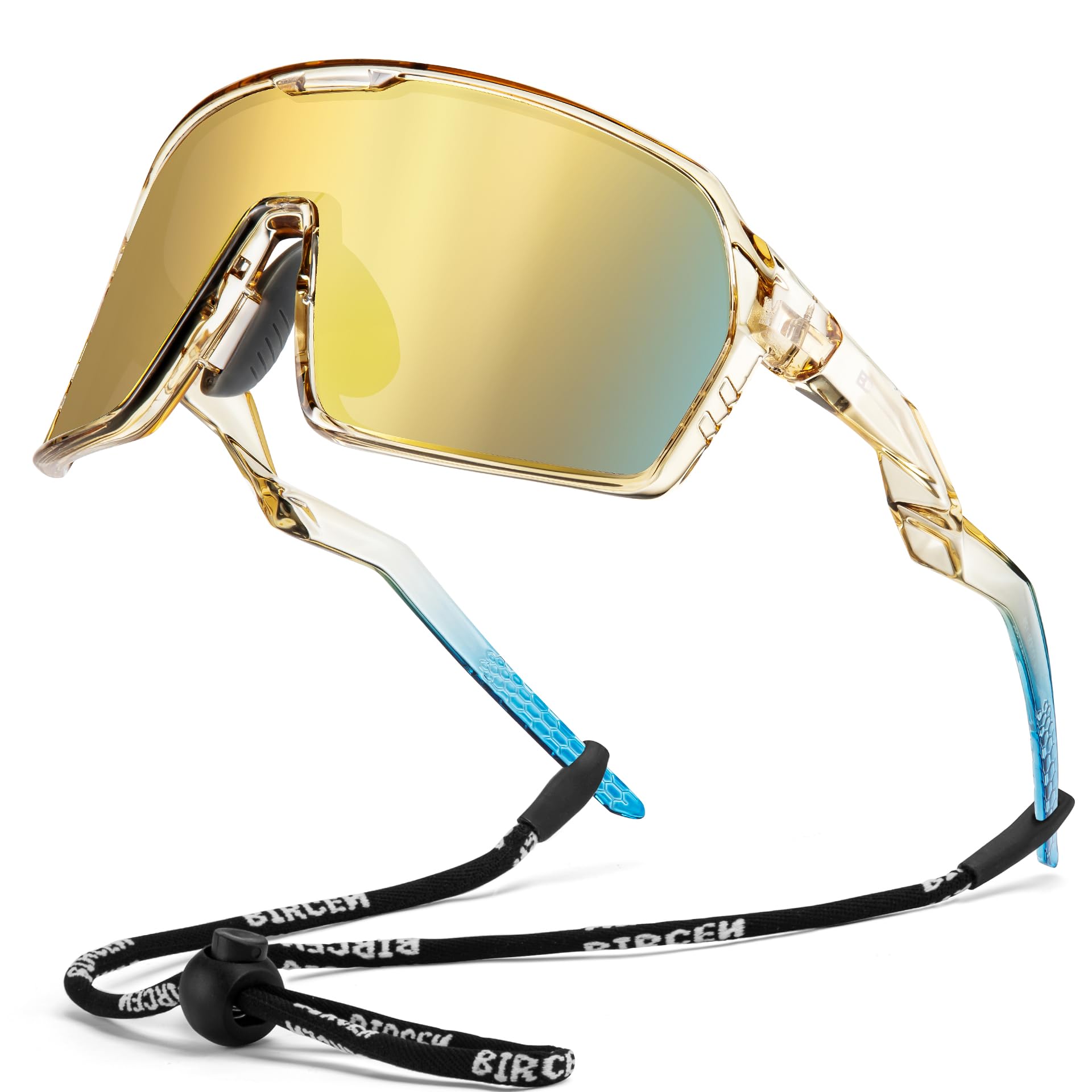 Bircenpro Sport Polarisiert Schnelle Brille: TR-90 Fahrradbrille Herren Damen UV400 Sportbrille Laufbrille für Fahrrad Ebike Laufen 25.7g