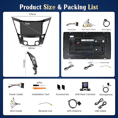Miniatura 7 de Para Hyundai-Sonata-Radio 2010-2015 CarPlay inalámbrico de 9 pulgadas Android 11 coche estéreo inalámbrico Android Auto GPS unidades de navegación