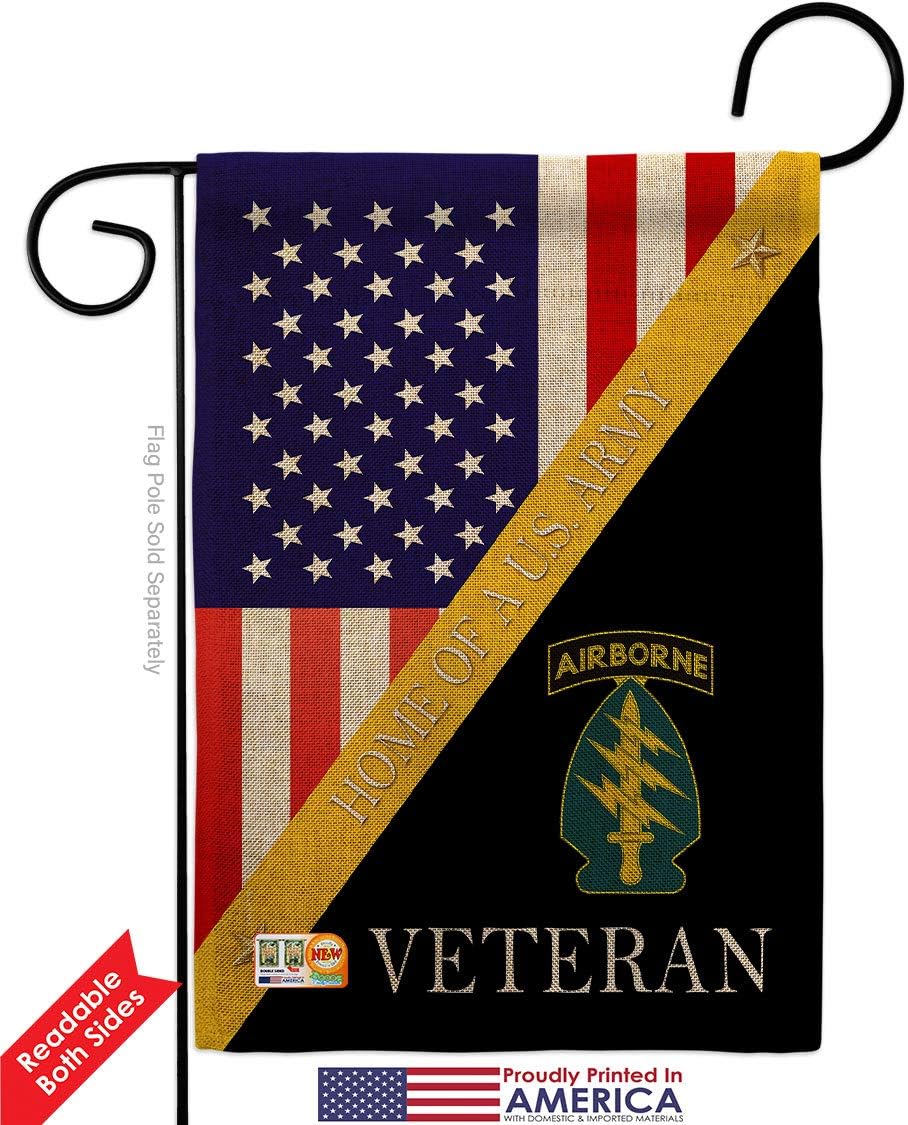 Home of Special Forces Airborne Burlap Burlap Garden Flag Set Wall Holder Armed Army Rangers United State American Military Veteran Retire Official Small Gift Yard House Banner Double-Sided 13 X 18.5