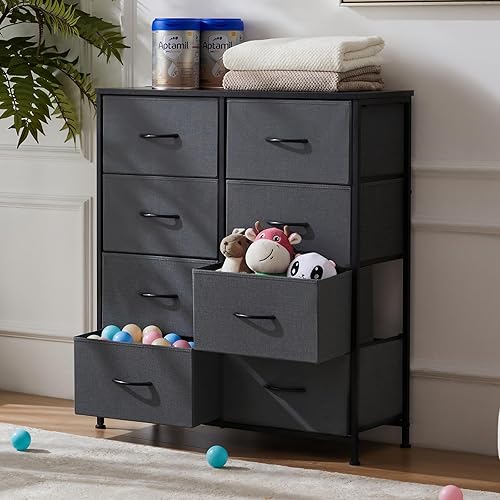 Miniatura 9 de Sweetcrispy Cómoda de 8 cajones para dormitorio, muebles de habitación de niños, torre de pecho alto, unidades organizadoras de almacenamiento para