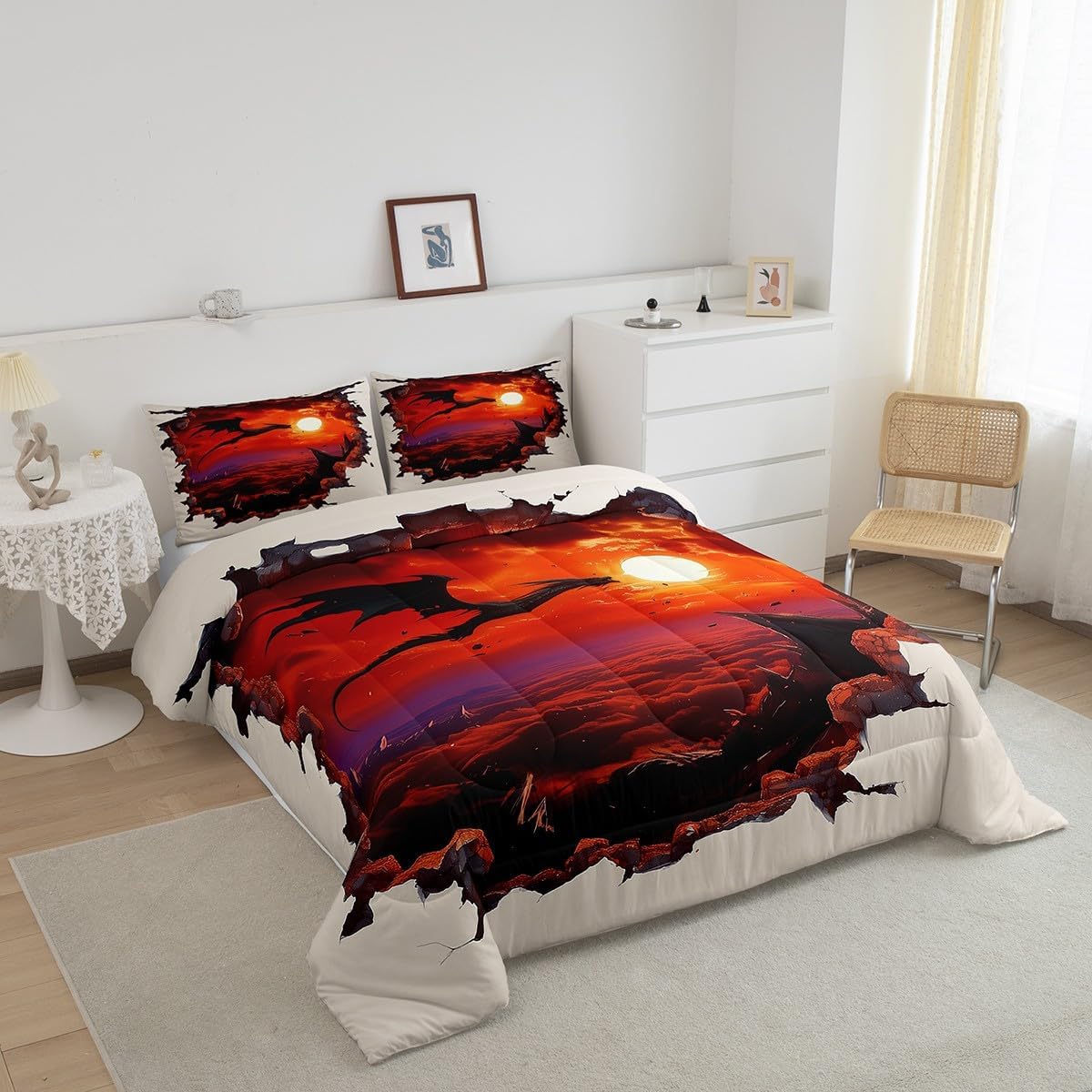 Geometric Comforter Set,Geometric Honeycomb Bedding Set for Kids Girls Women,Adults Hexagon Comforter,Teal Neon Quilted Duvet Set Bedroom Collection Twin Size 2Pcs