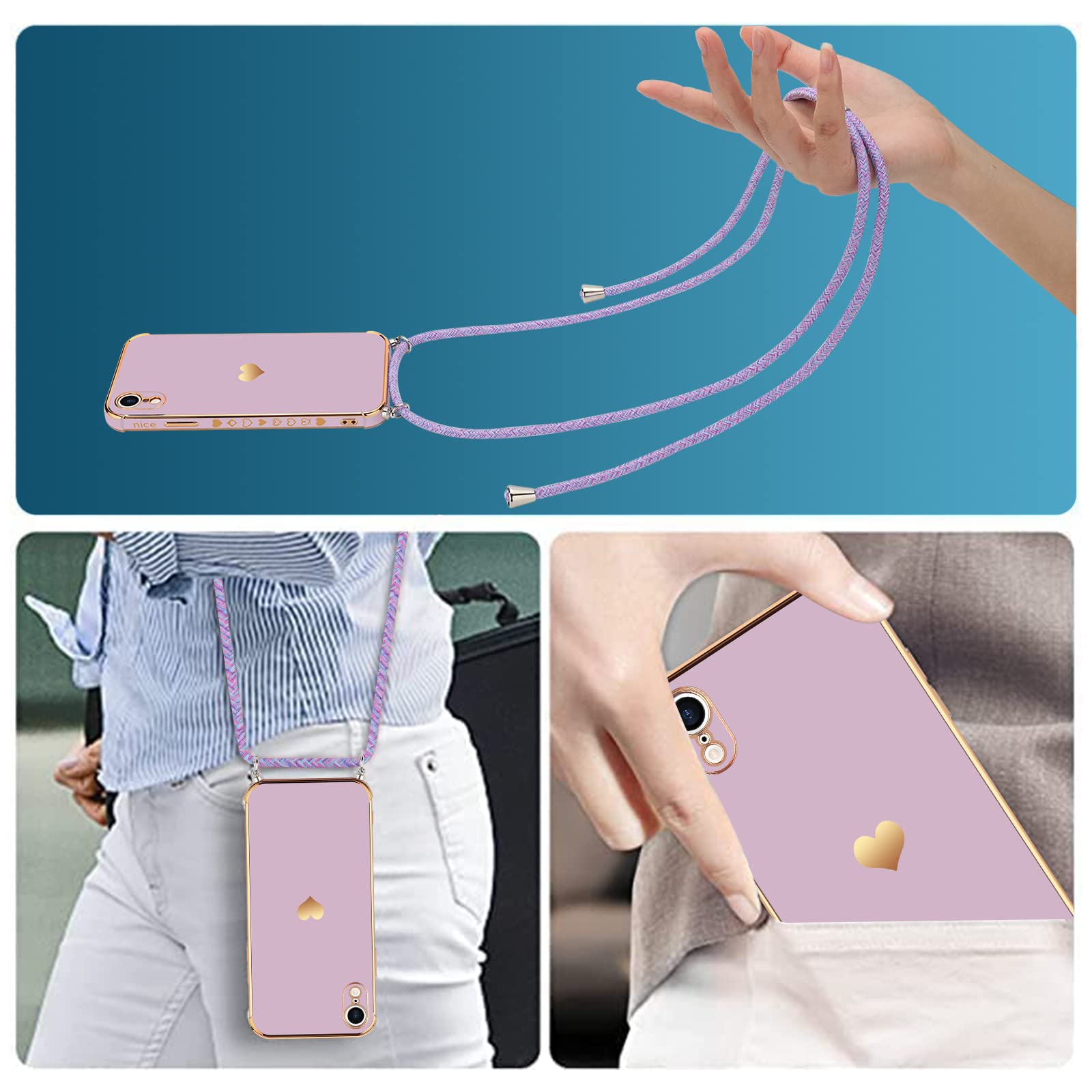 Coque Pour Samsung Galaxy S22 Avec Cordon, Silicone Coque Souple Antichoc Avec Collier Lanière