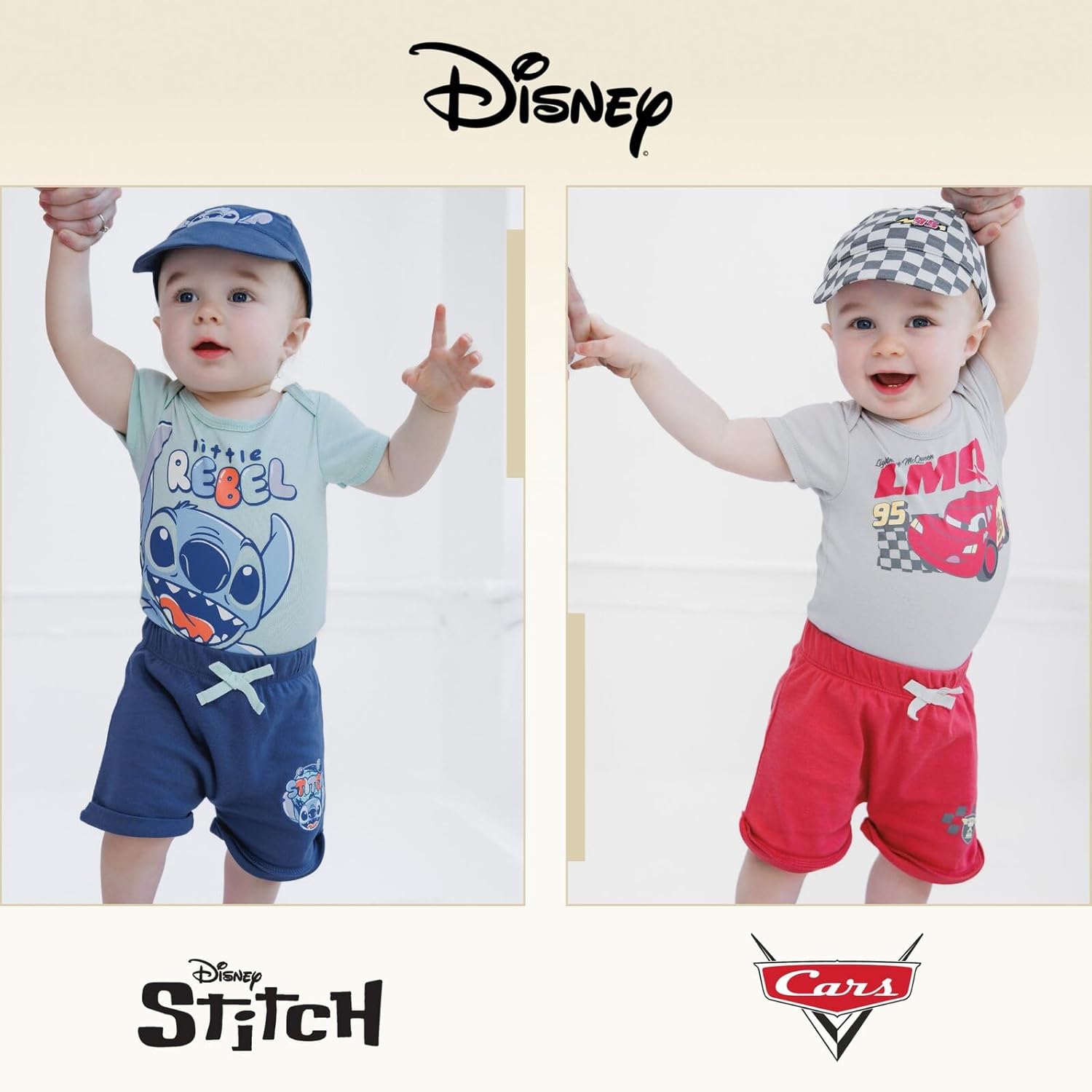Disney Pixar Baby Bodysuit, Shorts and Baseball Cap 3 Piece Outfit Set Newborn to Infant Sizes (Newborn - 24 Months) - Image 3