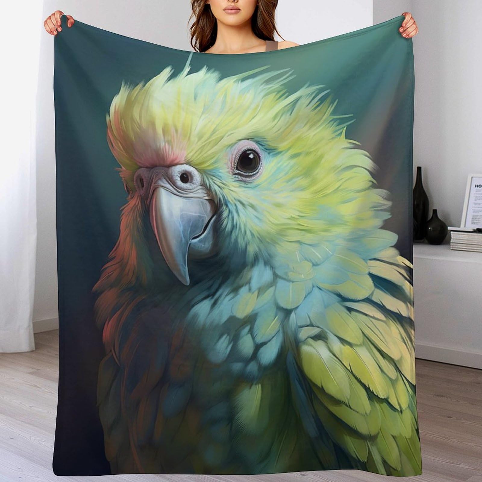 Couverture perroquet en flannel douce 130x180 cm pour canapé