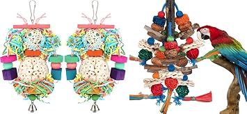 BBjinronjy Bird Toys Conure Toys Hanging Natural Soft Sola Ball Beak Chew Shred Forage Toys for Parrots,Cockatiel,Conure,Love Birds,Parakeets,Budgie and Other Small Birds