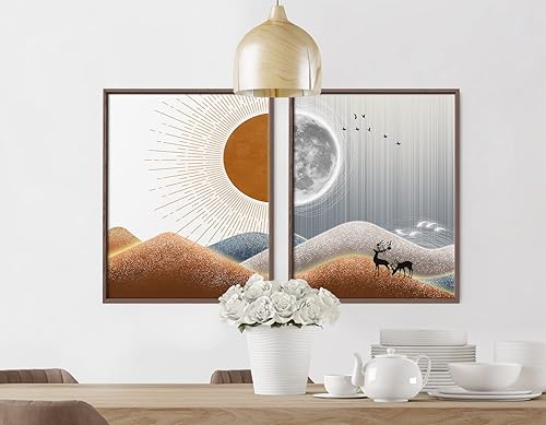 Miniatura 6 de Boho Wall Art - Sun and Moon Art - Boho Bedroom Art - Sunshine Decor - Mid Century Modern Wall Decor - Bathroom, Living Room, Office, Classrooms,