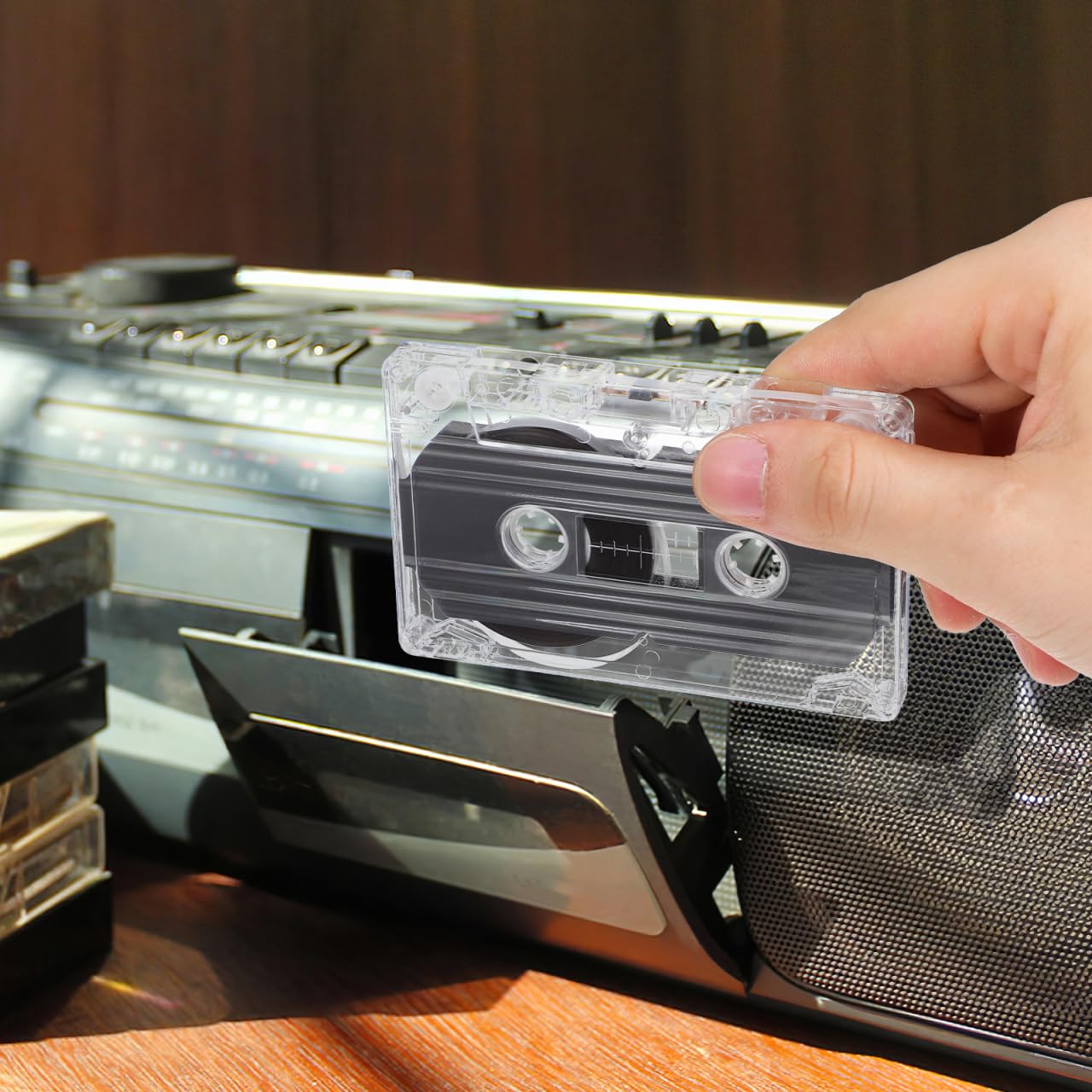 Gadpiparty Casetes de audio vacíos, 2 unidades, 30 minutos, transparentes, estándar, para grabación de voz y música, cintas de audio retro caseras, con caja para grabaciones creativas