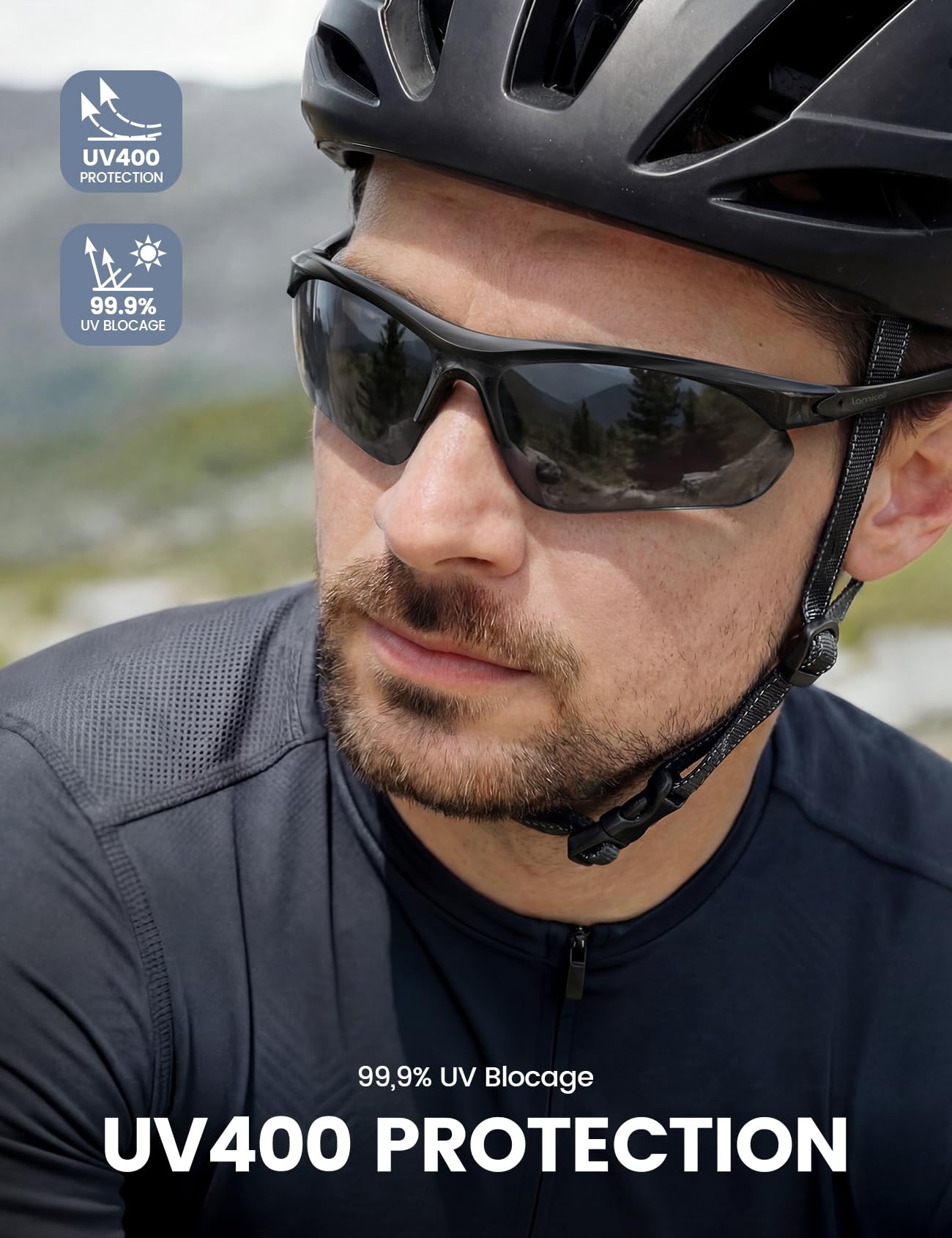 Lamicall Lunettes de Soleil Polarisées Cyclisme - [22g & Design Enveloppant] UV400 Protection, TR90-Monture, Plaquette de Nez Réglable, Lunettes de Soleil Sport Multifonctions pour Pêche/Course à Pied