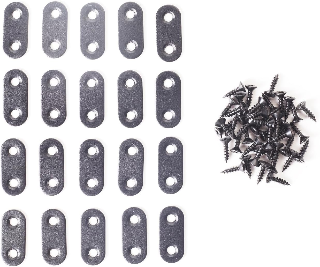 High-Quality 20PCS 1.46×0.67Inch Black Straight Braces Brackets, Stainless Steel Mending Plates for Wood Furniture Corner Reinforcement with Included Screws Ideal for Table Chair Security Window