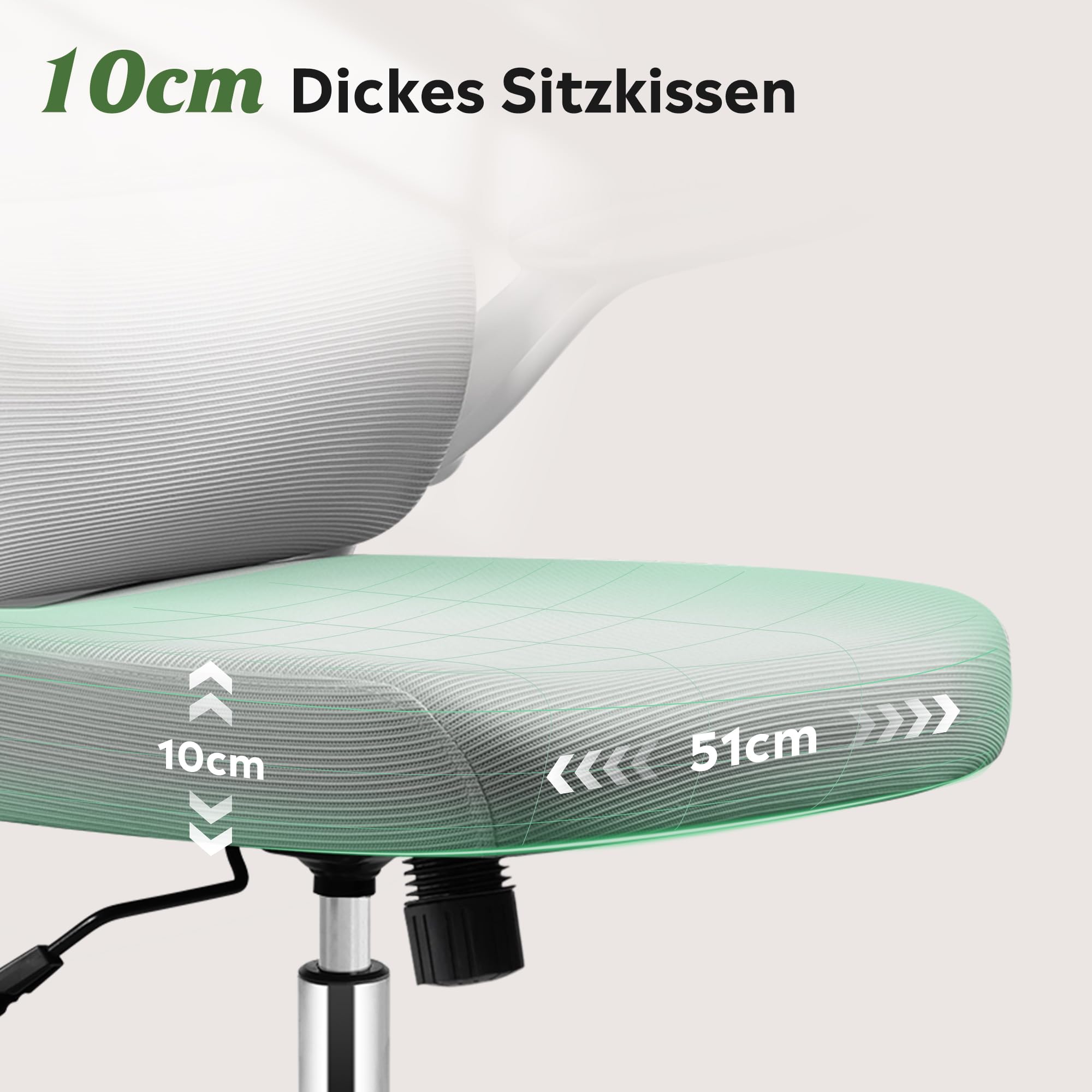 DEVAISE Bürostuhl Ergonomisch, Schreibtischstuhl mit Lendenwirbelstütze, 3D-Kopfstütze, 90° Klappbaren Armlehnen und Atmungsaktivem Netzrücken, Wippfunktion für Büro & Homeoffice, bis 150kg
