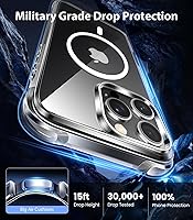 Vista 4 de Mkeke Funda para iPhone 15 Pro Max compatible con Magsafe con 2 protectores de pantalla de grado militar, protección contra caídas transparente
