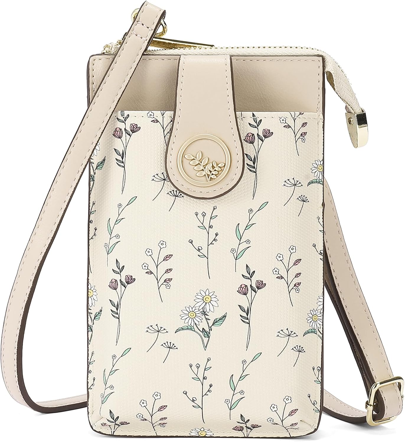 GAEKEAO Vegan Leather Small Crossbody Bag for Women Mini Cell Phone Cross Body Purses Floral Wallet with Card Slots For Girls