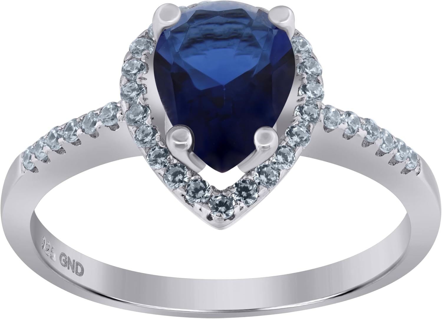 Jewels By Lux Sterling Silver Womens Royal Blue Pear Cubic Zirconia Fashion Bridal Anniversary Wedding Engagement Band Ring