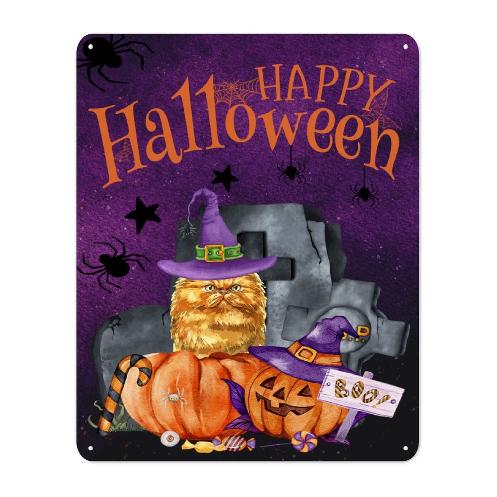 Panneau métal Halloween robuste et coupe-vent pour remplacer les décorations fragiles de jardin