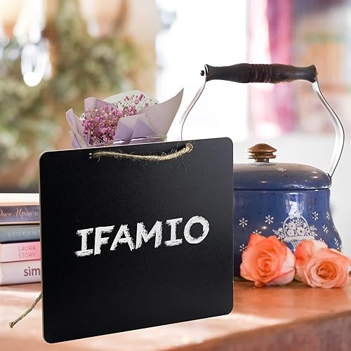 Miniatura 5 de Letreros colgantes de pizarra de doble cara de madera borrable, rectangular, pequeña, vintage, rústica, pizarra, para boda, bar, restaurante,