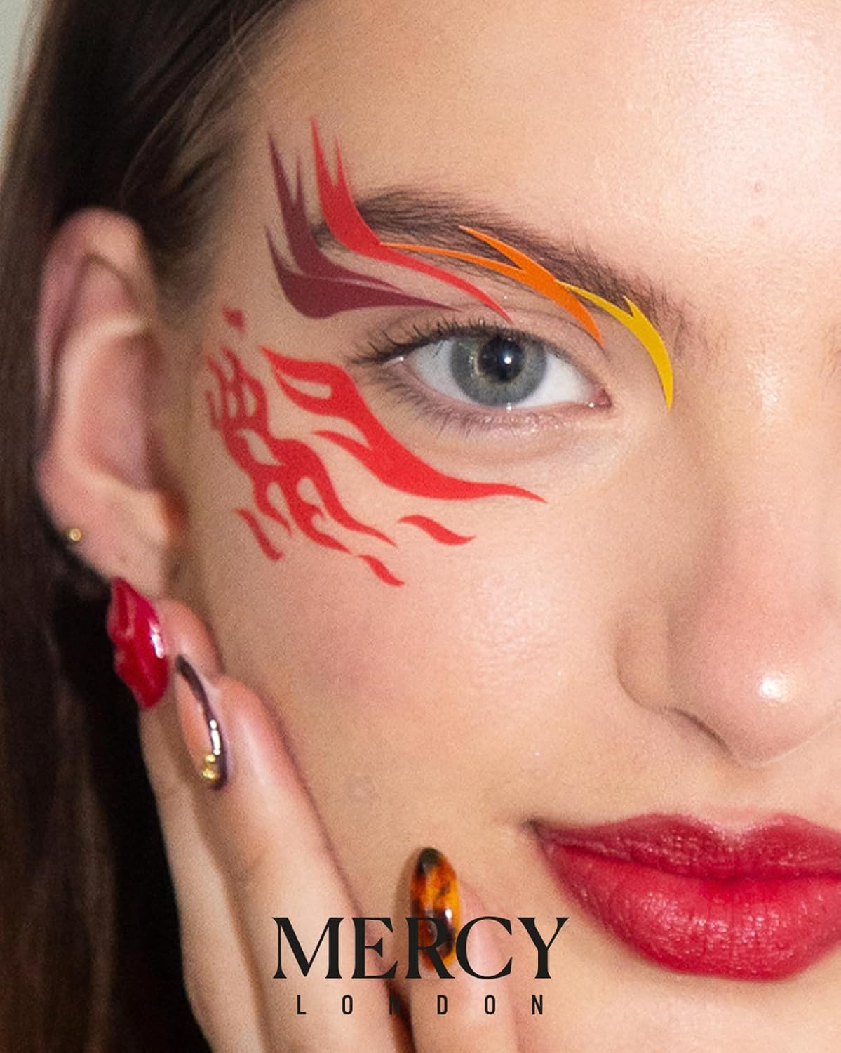 Flames Face Jewels Mercy London Costume Accessories Gems All In One Halloween Headpiece Stick On Fire Stickers
