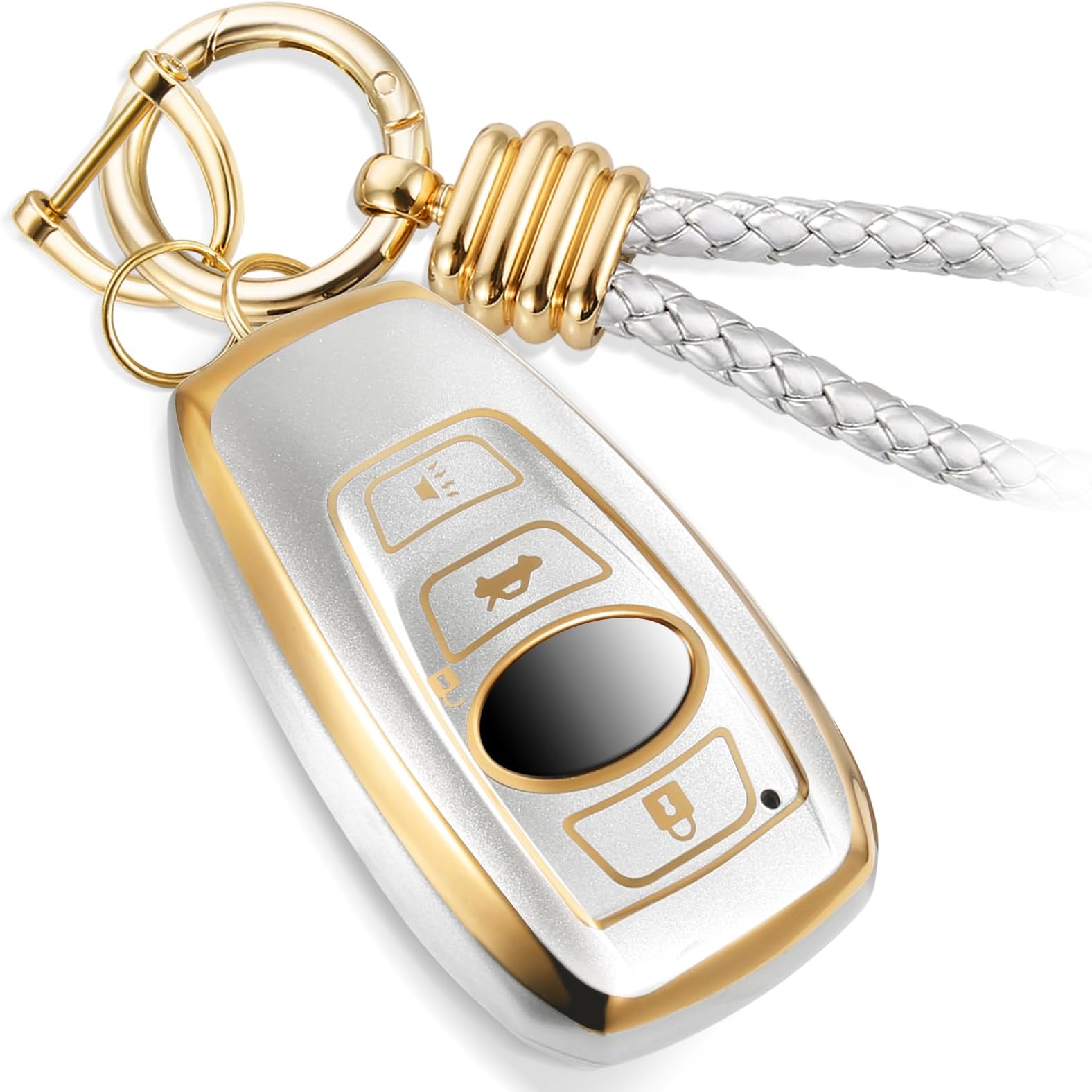 for Subaru Key Fob Cover with Upgraded Anti-lost Luxury Keychains, Fashionable Matte Metallic Silver Soft Case for Forester XV CrossTrek Ascent Legacy STI WRX (Gold, A1)
