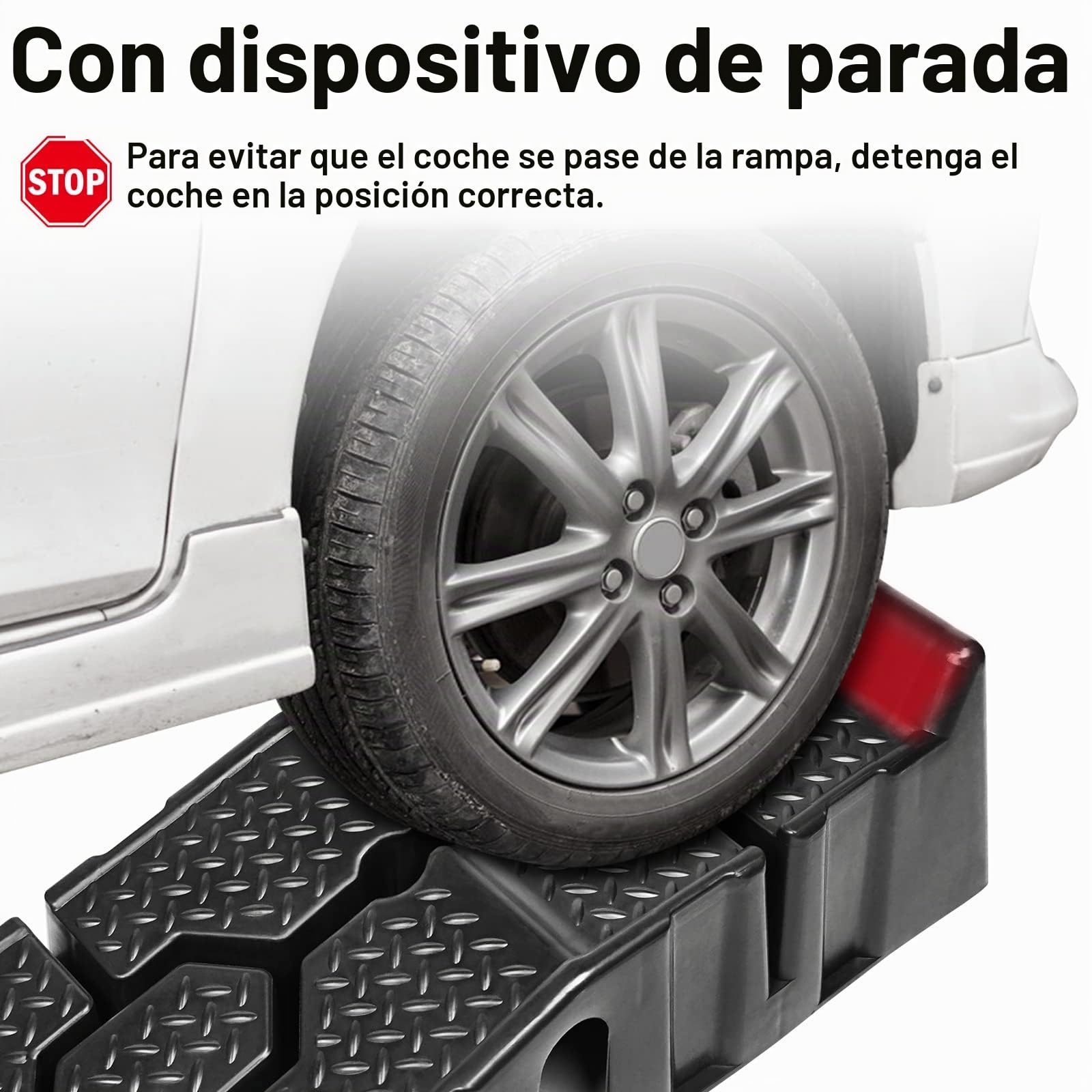 2 rampas de carga para automóviles de plástico, rampa de carga de hasta 2,5 toneladas, plataforma elevadora con protección contra sobresalientes, plataforma elevadora de carga
