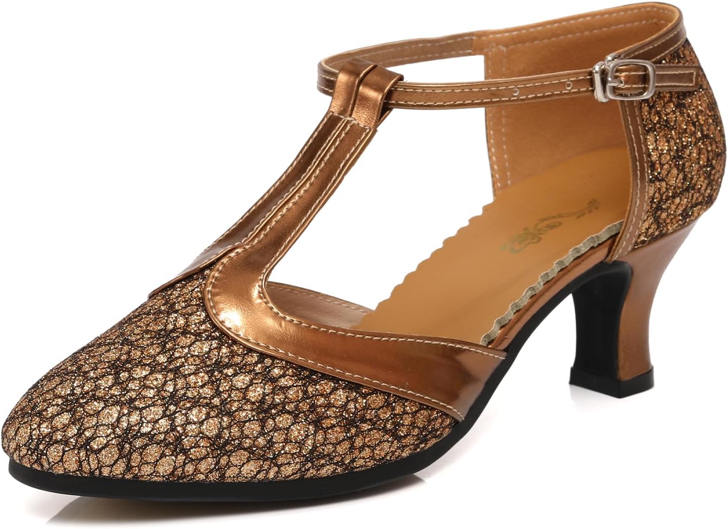 Women's Flapper Shoes T-Strap Vintage Gatsby 1920s Dance Shoes Latin Tango Salsa Ballroom Heels