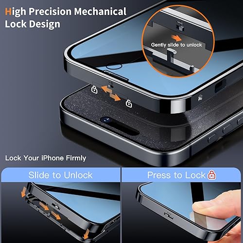 Miniatura 3 de Exclusiva protección completa de la cámara y bloqueo mecánico Funda magnética de privacidad para iPhone 15 Pro Max compatible con MagSafe anillo de