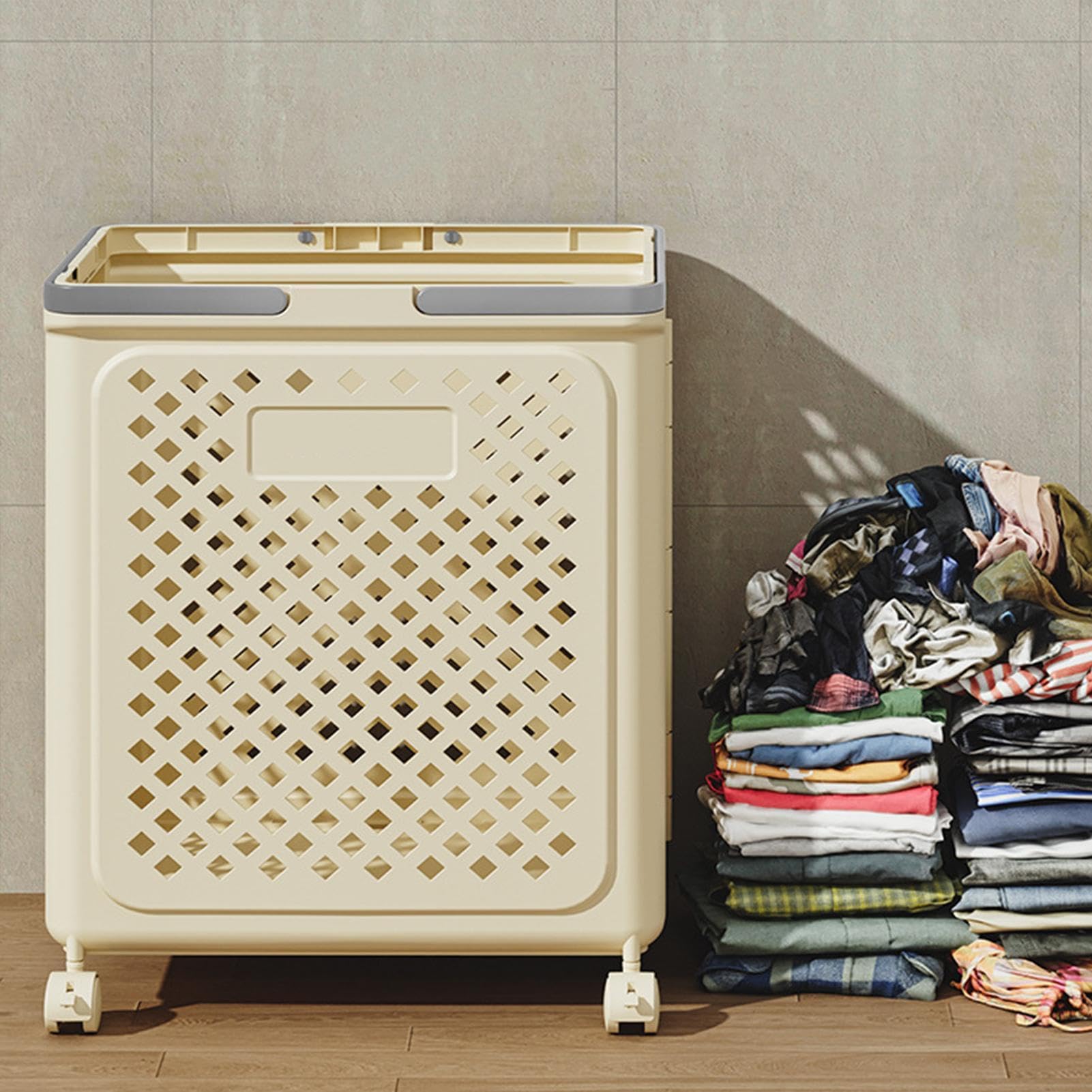 Cesto para la colada con ruedas, Cesto para la colada con ruedas,Cesta de lavandería plegable con ruedas | Cesto para ropa resistente, cestas para la colada que ahorran espacio para el