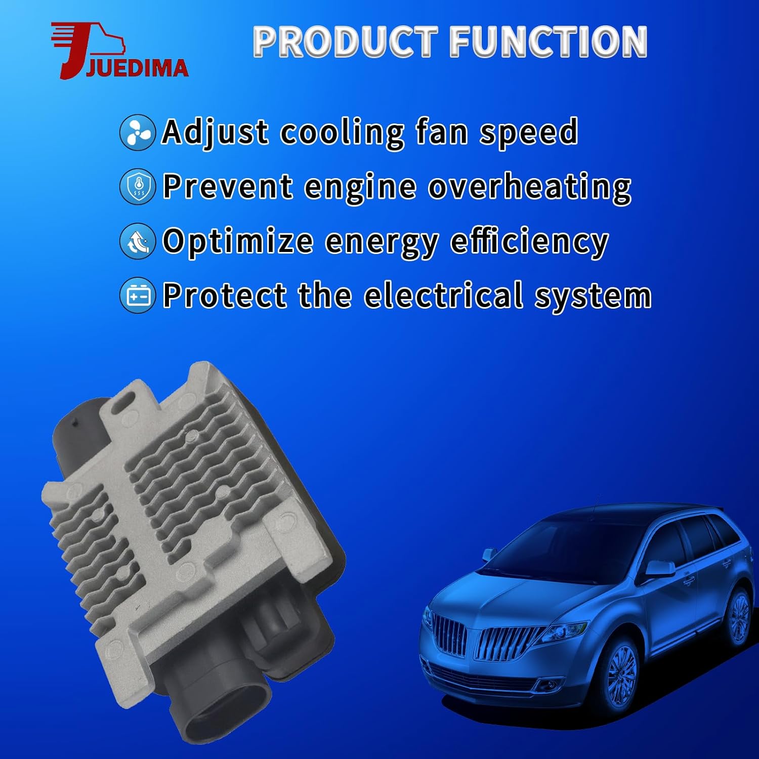 Engine Cooling Fan Control Module Fits for 2006-2015 Flex 3.5L, Edge 2.0L 3.5L 3.7L, Crown Victoria 4.6L; MKX 3.5L 3.7L; Grand Marquis 4.6L Replaces 6W1Z-8B658-AC 6W1Z-8B658-AB 940002904