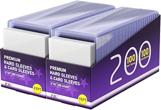 400 Card Sleeves Hard Plastic, Baseball Card Holder, 3" x 4" Trading Cards Protector, Sports Football Game Cards Holder Top Cases (200 Hard Sleeve + 200 Soft Sleeves)