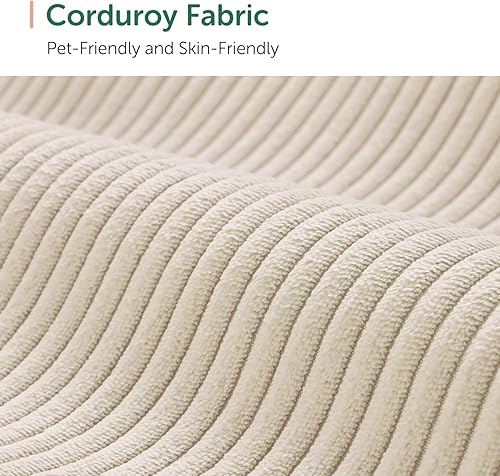 Miniatura 4 de HONBAY Sofá seccional de pana con almacenamiento en forma de U, sofás modulares seccionales para sala de estar, color beige