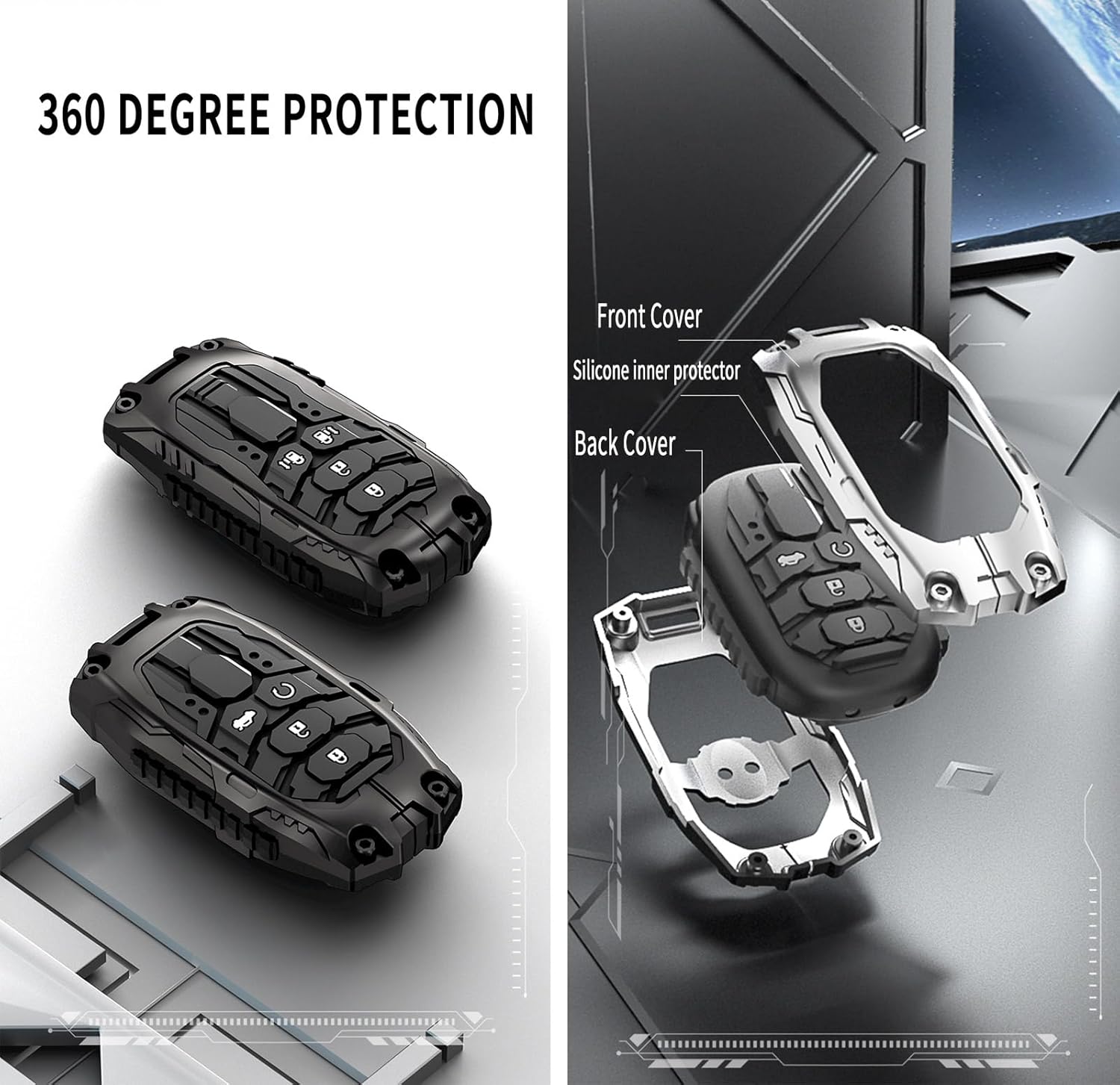 Heavy Metal Key Fob Cover Case Protector for Honda Key Fob Cover with Keychain,Stylish and Durable Protection Key Case Compatible with Civic CR-V Accord HR-V Pilot Odyssey Key Shell Accessories - Image 6