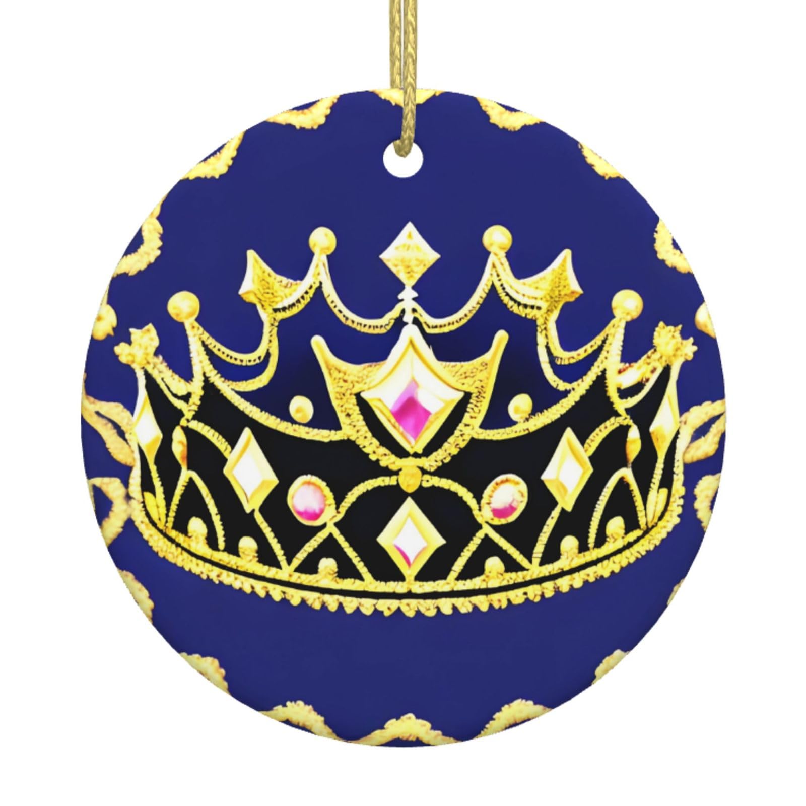Fantasy Tiara Printed Christmas Tree Ceramic Ornaments Holiday Decoration Christmas Unique Pendant for Christmas Party