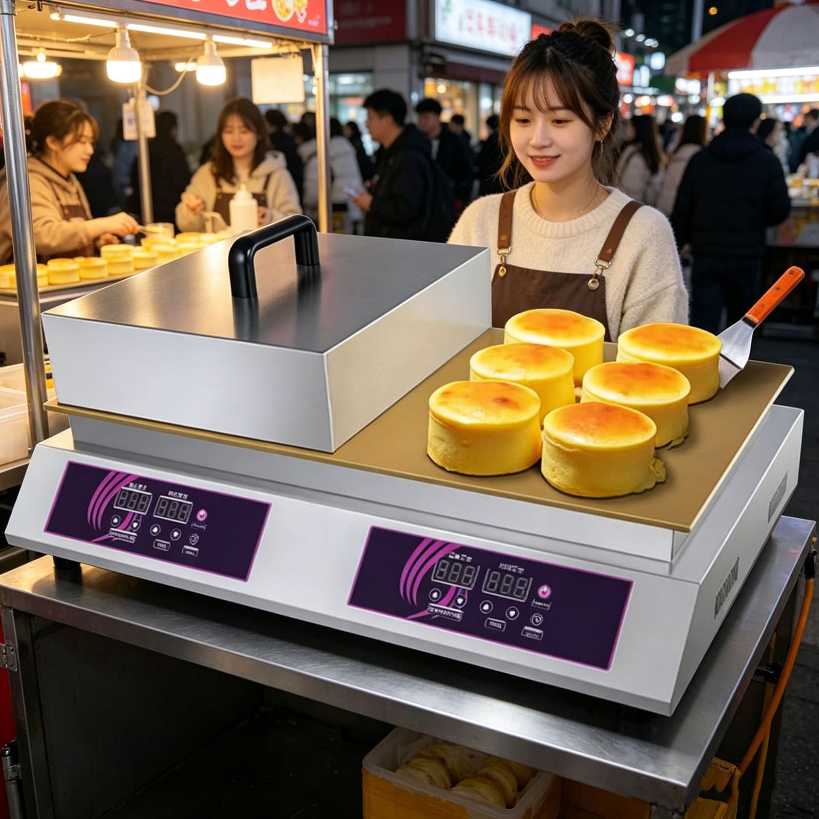 HUMNZR Fluffy Japanese Pancake Souffle Maker Machine, Waffle Maker, Dorayaki Maker Doublehead