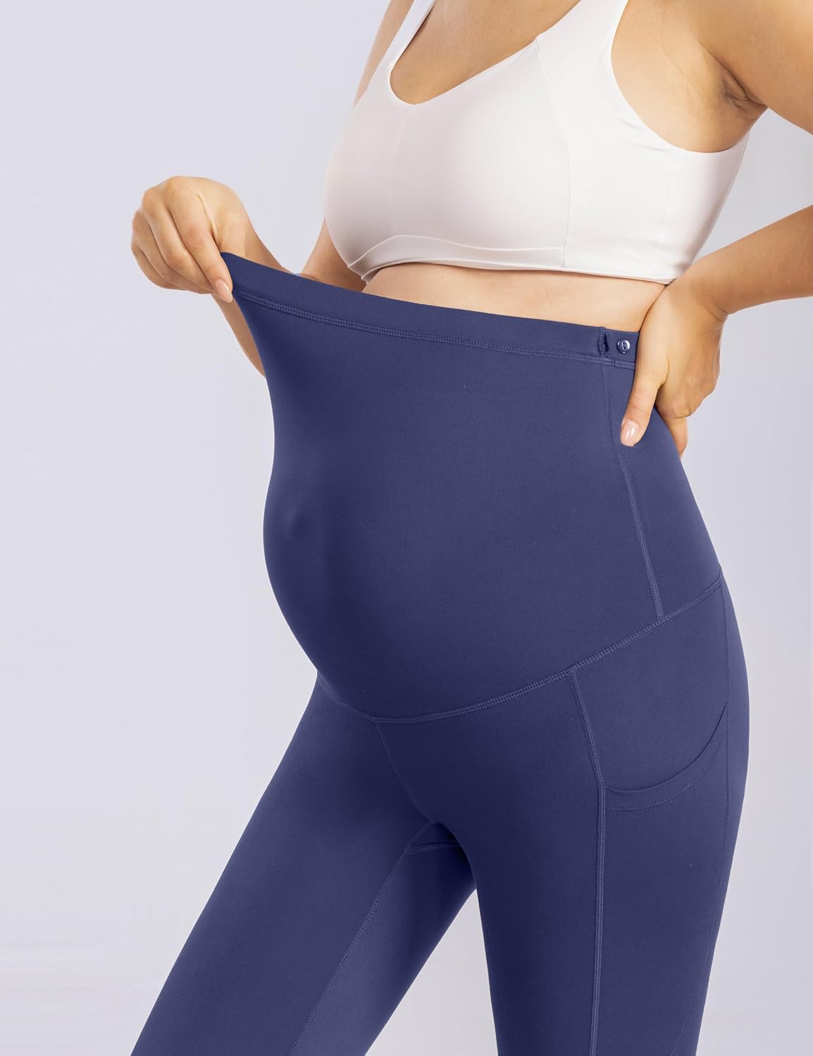 ENERFUL Womens Maternity Leggings with Pockets Workout Legging Pants Buttery Soft Pregnancy Active Wear Yoga Tights