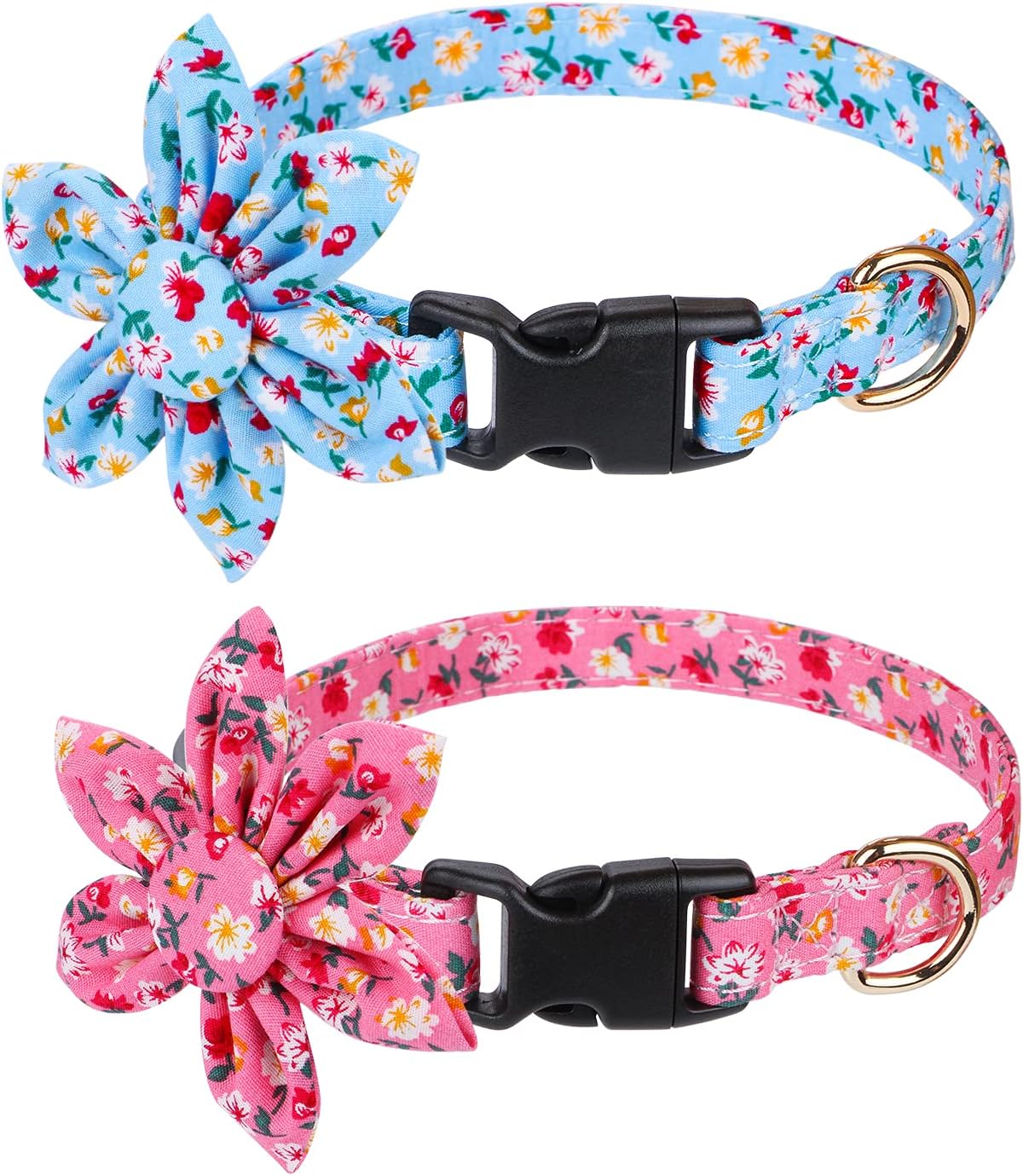 Faleela Dog Collar with Flower for Girl Dog,2 Pack Puppy Dog Collar Cute Girl Dog Collars with Breakaway Buckle， Adjustable for Small Medium and Large Dogs : Pet Supplies