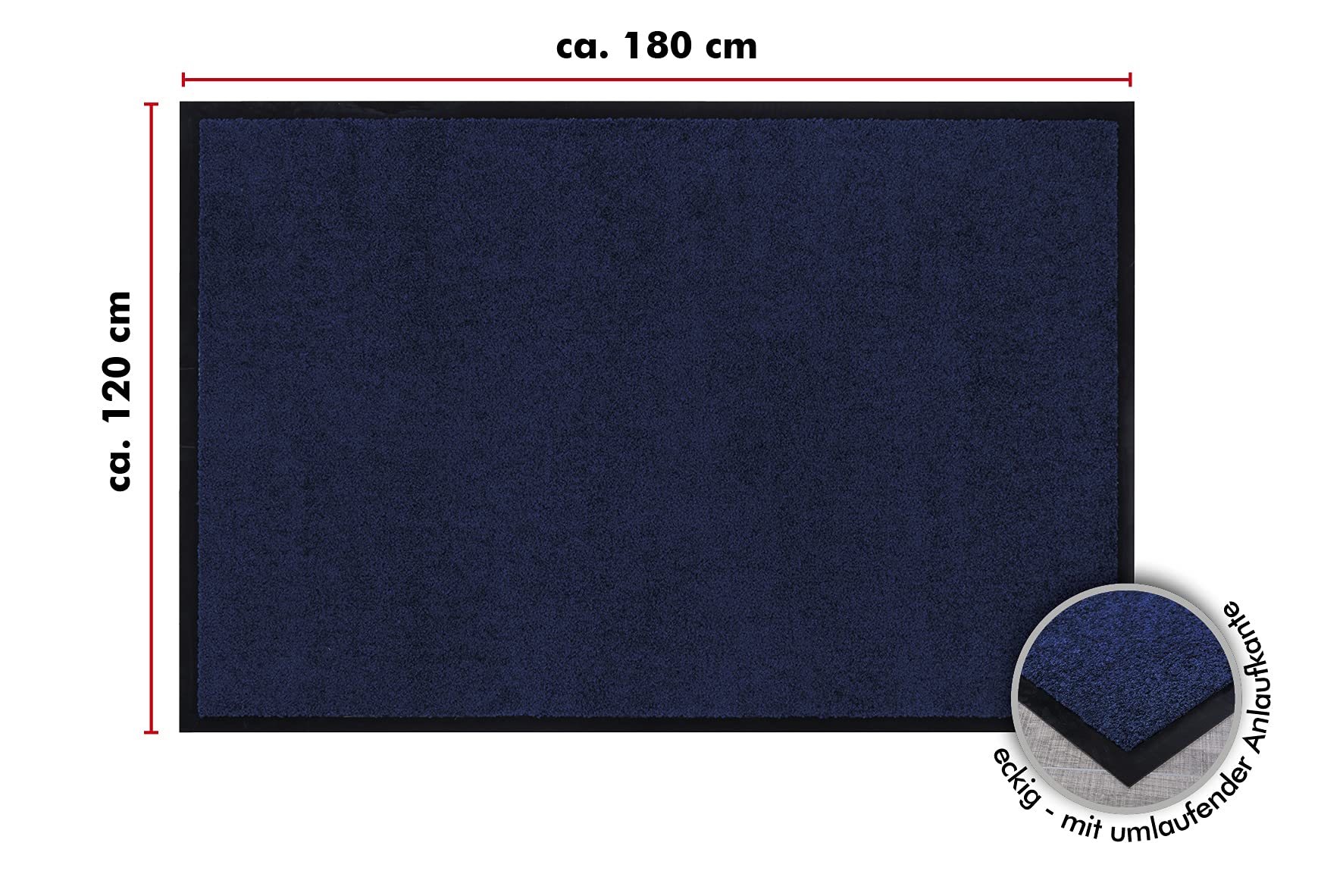 Andiamo Entrée intérieur/extérieur - Antidérapant Lavable Paillasson Polyamide, bleu foncé, 120 x 180 cm