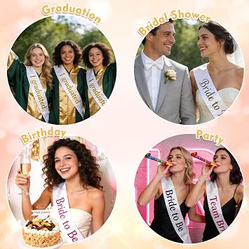 6 Pcs Blank White Satin Sashes for DIY Crafts and Party Favors