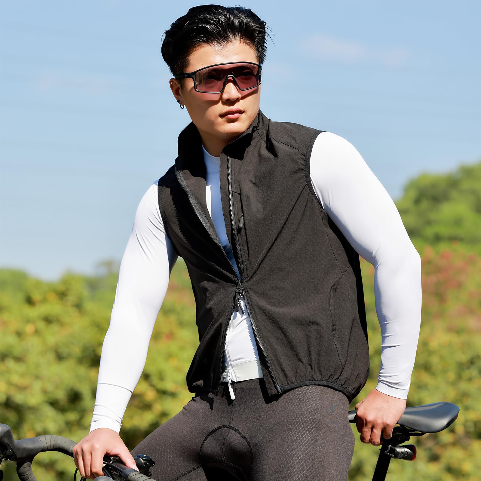 Chaleco unisex de ciclismo de verano ligero transpirable ajustado impermeable cortavientos reflectante sin mangas para MTB escalada senderismo correr y desplazamientos diarios