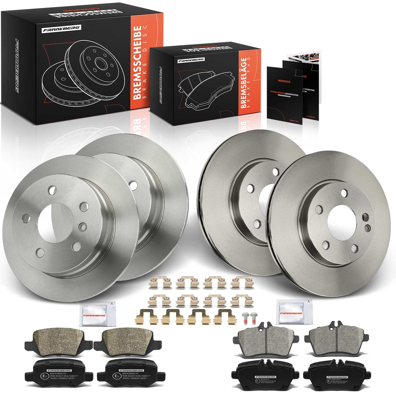 Frankberg Set freni incl. 4x Dischi Freno + 8x Pastiglie dei Freni Anteriore Posteriore Compatibile con B-Class W245 Classe A W169 Replace# 1694202020,A1694200920