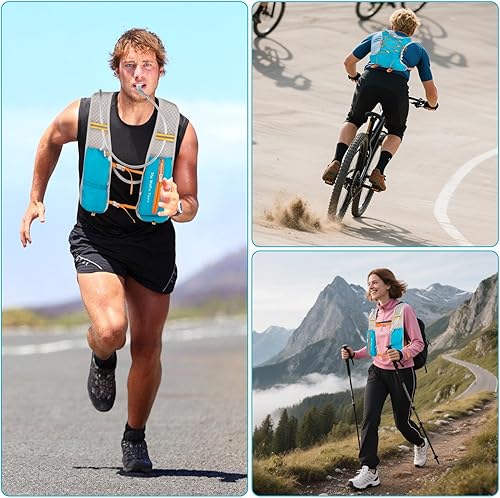 Miniatura 5 de Chaleco para correr para mujeres y hombres, mochila de hidratación de 5 litros con bolsa de agua de 2 L, chaleco de hidratación ultraligero