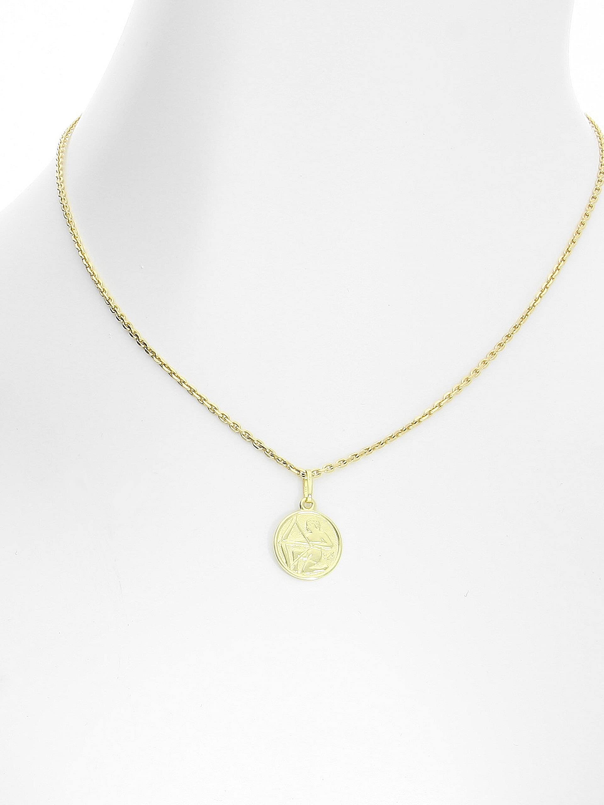 My Gold Pendentif zodiaque Sagittaire (sans chaîne) or jaune or véritable 333 (8 carats) Ø 12mm signe du zodiaque rond Rond du zodiaque A-06017-G303-Sch