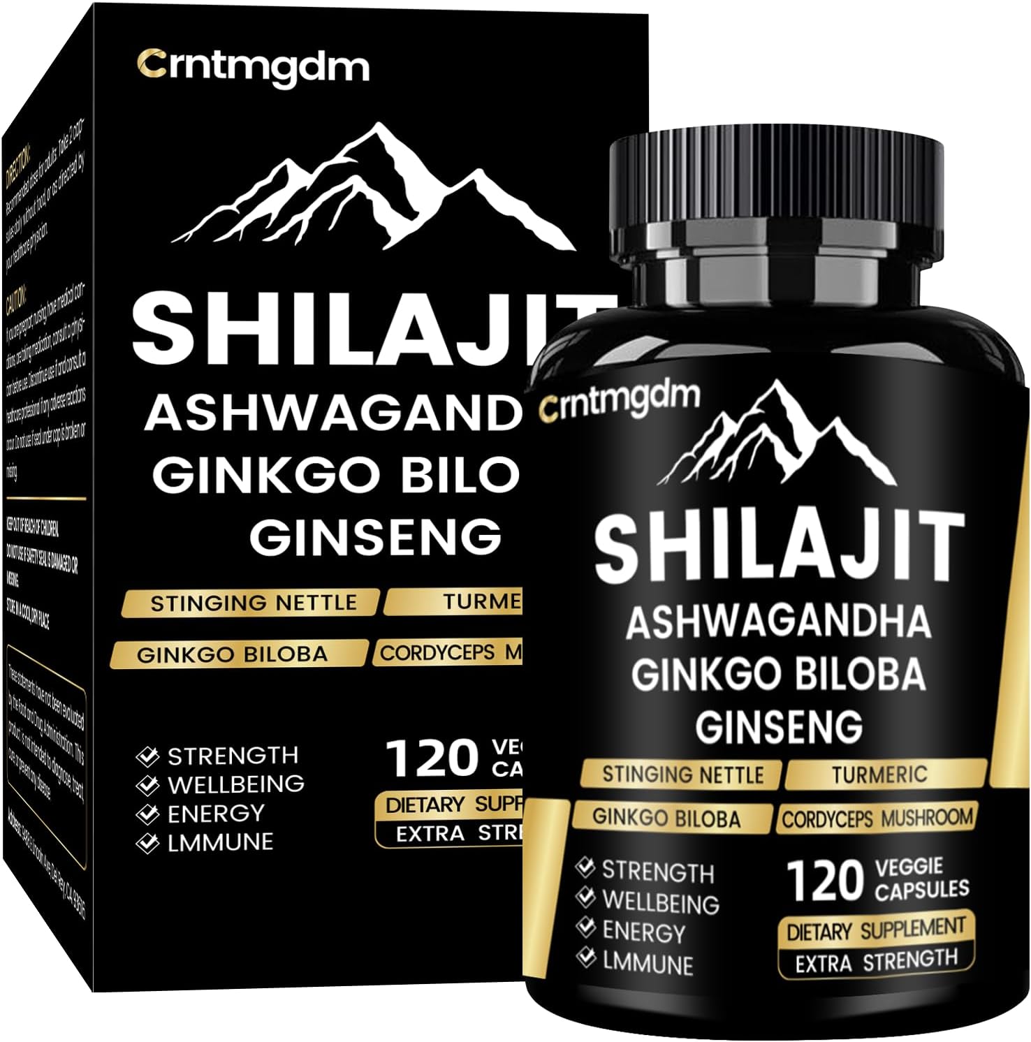 Shilajit Capsules - 20,000mg Pure Himalayan Organic Shilajit for Men & Women with Ashwagandha, Supports Vitality and Wellness, Premium Shilajit Pure Himalayan Supplement, 120 Capsules(Evp:11/22/2025)